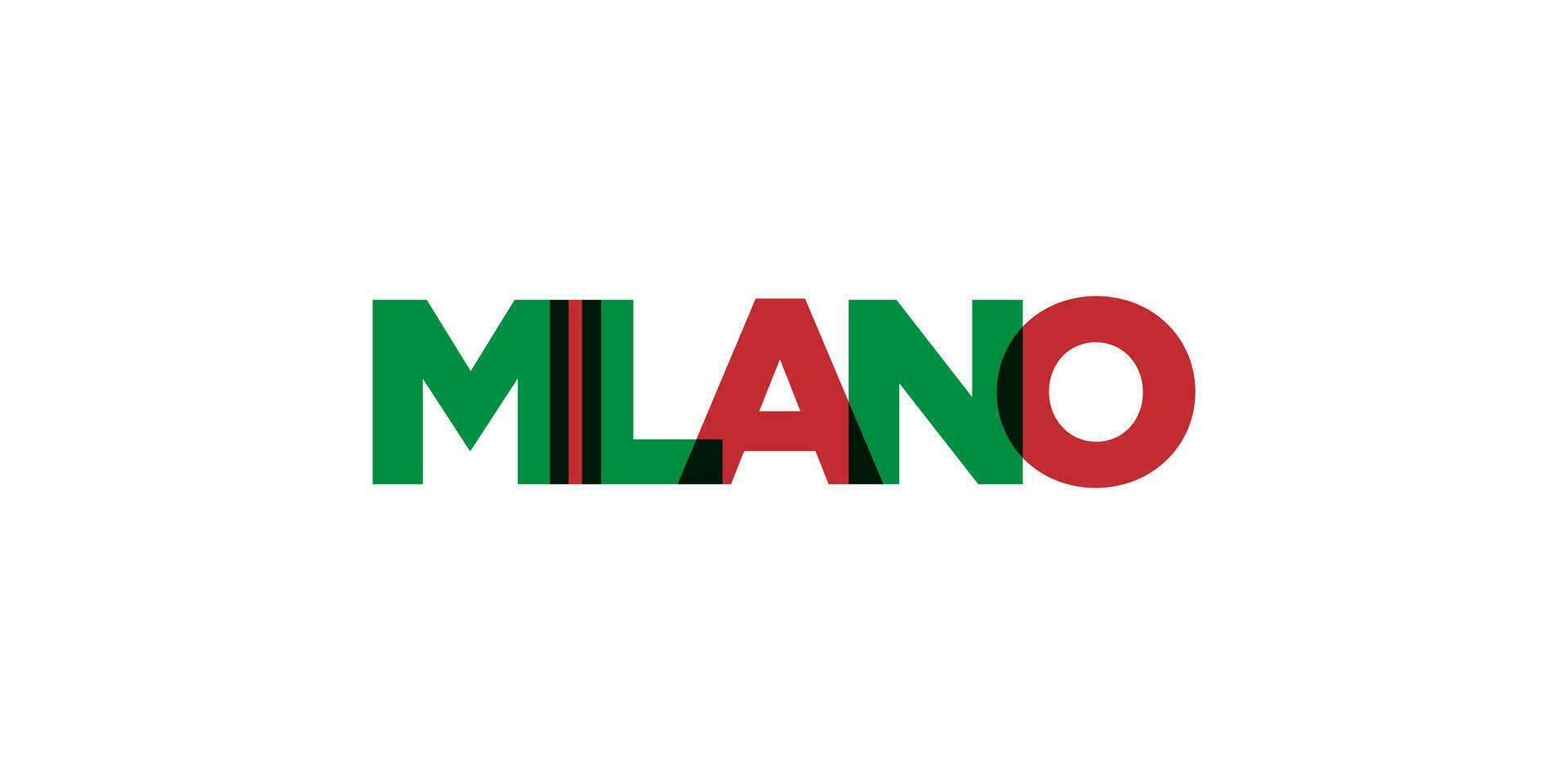 milano im das Italien Emblem. das Design Eigenschaften ein geometrisch Stil, Vektor Illustration mit Fett gedruckt Typografie im ein modern Schriftart. das Grafik Slogan Beschriftung.