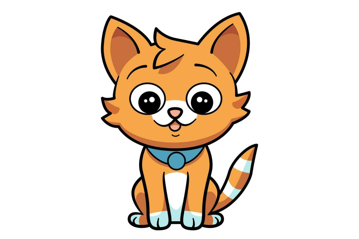 söt katt ClipArt, vektor illustration. tecknad serie kattunge ikon och logotyp. roligt pott klistermärke, design element, trendig skriva ut bild.