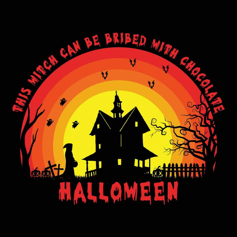 detta häxa kan vara mutad med choklad halloween t-shirt deisgn vektor