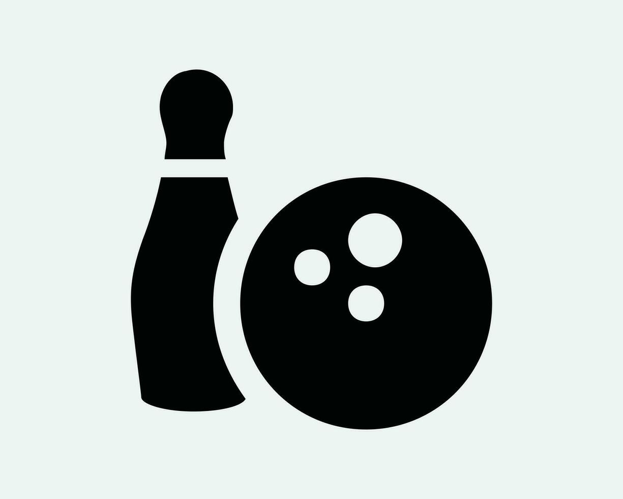 bowling boll och stift ikon sport konkurrens spel strejk hobby rekreation spela svart vit tecken symbol illustration konstverk grafisk ClipArt eps vektor