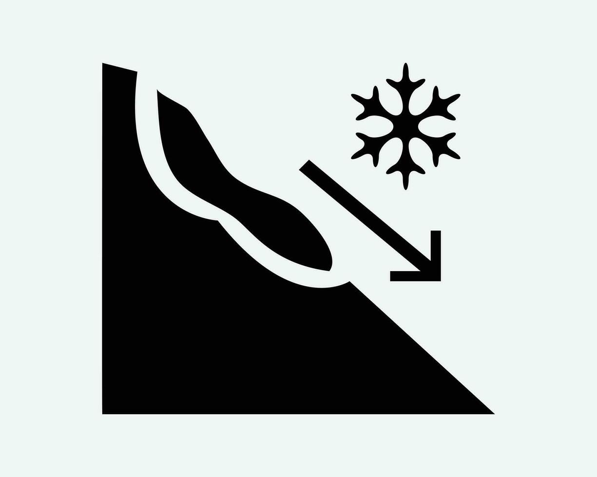 Lawine Symbol. Erdrutsch Eis Schnee Berg natürlich Katastrophe Achtung Sturm Gefahr Risiko Zeichen Symbol schwarz Kunstwerk Grafik Illustration Clip Art eps Vektor