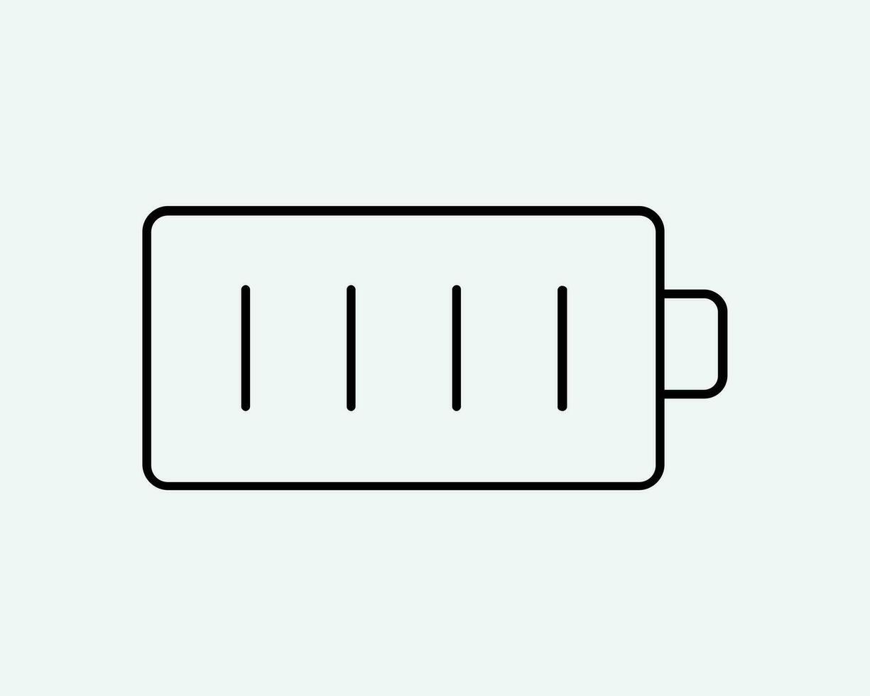 Batterie Linie Symbol. aufladen Leistung Energie Niveau voll völlig berechnet elektrisch elektrisch Zeichen Symbol schwarz Kunstwerk Grafik Illustration Clip Art eps Vektor