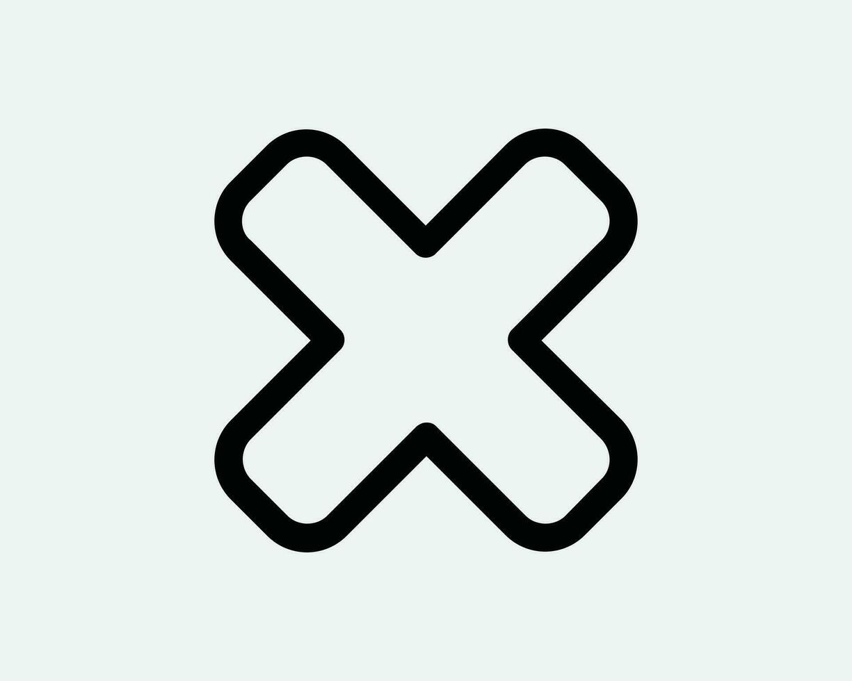 korsa ikon. x mark fel problem negativ avvisa fel annullera radera ta bort. svart vit tecken symbol illustration konstverk grafisk ClipArt eps vektor