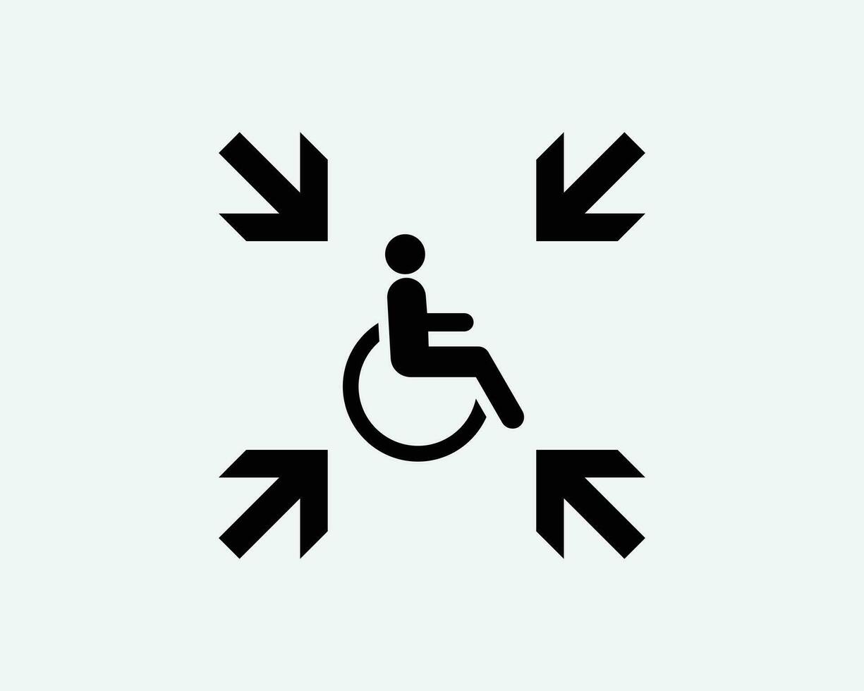 disable människor person nödsituation hopsättning sammankomst punkt svart vit silhuett tecken symbol ikon grafisk ClipArt konstverk illustration piktogram vektor