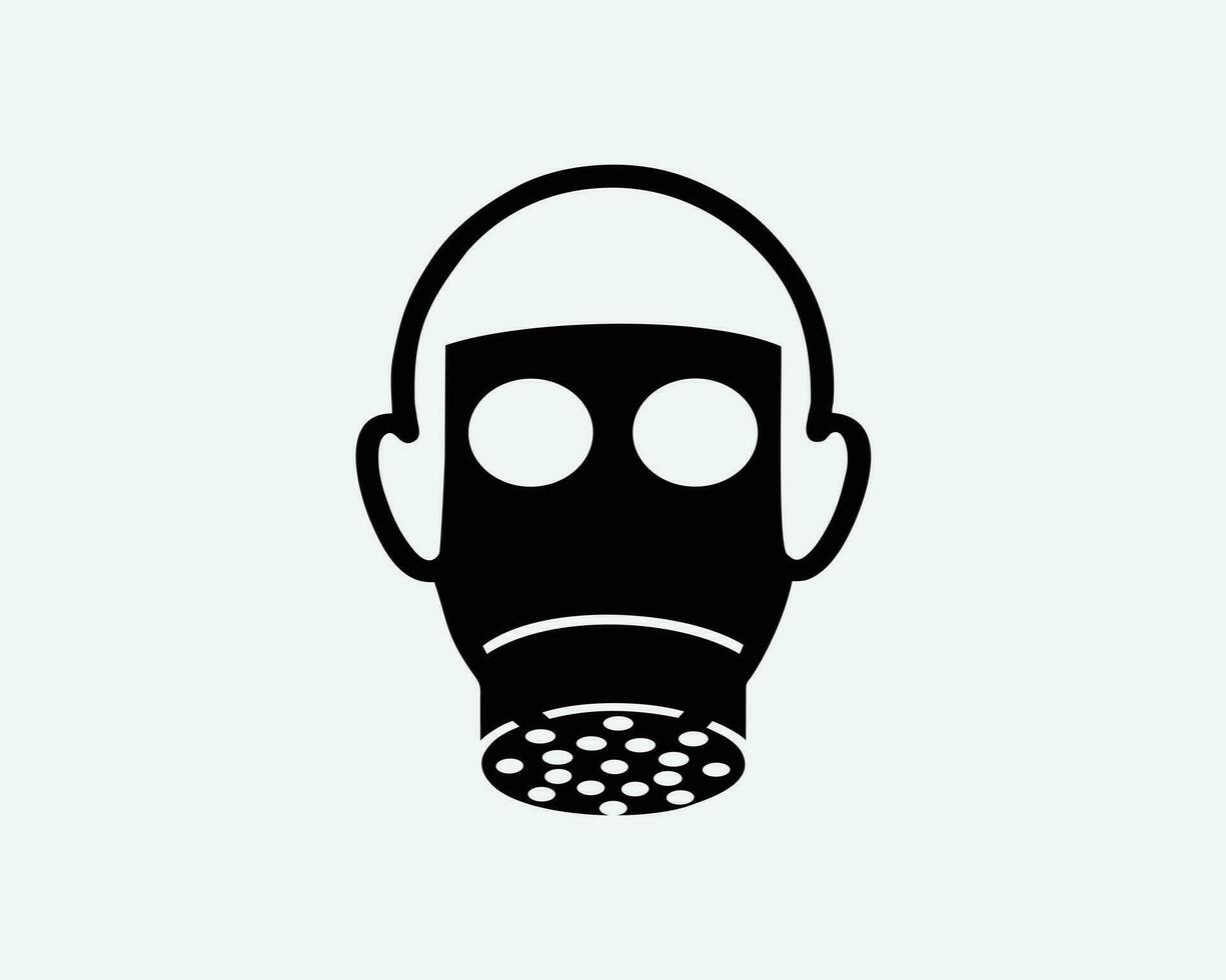 Respirator Gas Maske Sicherheit Atemwege voll Gesicht Schutz schwarz Weiß Silhouette Symbol Symbol Zeichen Grafik Clip Art Kunstwerk Illustration Piktogramm Vektor