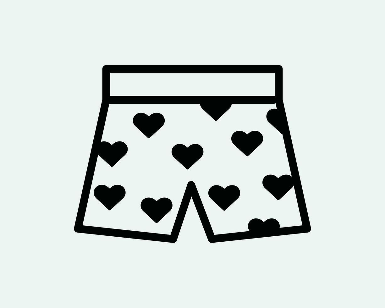 hjärta formad polka prickar boxare ikon. svart manlig kalsonger shorts byxor trunk översikt linje tecken symbol konstverk grafisk illustration ClipArt vektor