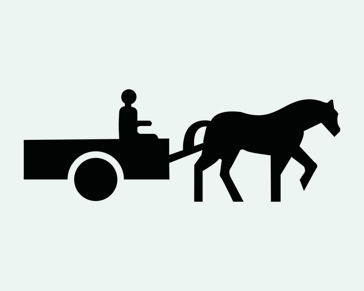 Pferd Wagen Symbol. Horsedrawn Wagen Wagen Tier Trainer Reiten Arbeit Arbeitstier Fahrzeug Symbol Zeichen Symbol Kunstwerk Grafik Illustration Clip Art Vektor Cricut