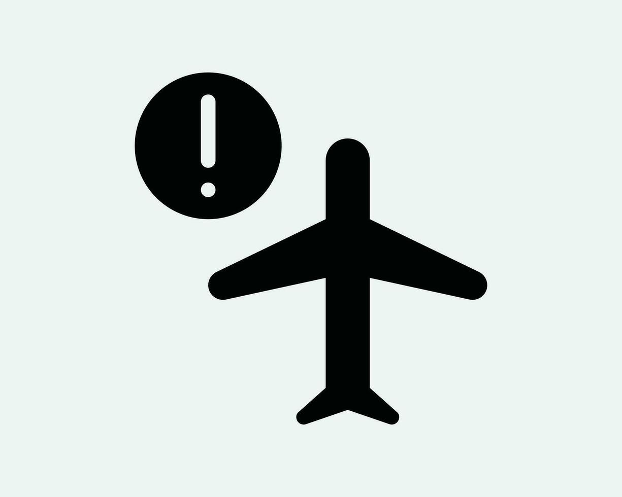 Flugzeug Luft Flugzeug Flugzeug Error Problem Problem Warnung beachten verzögern spät schwarz und Weiß Symbol Zeichen Symbol Vektor Kunstwerk Clip Art Illustration