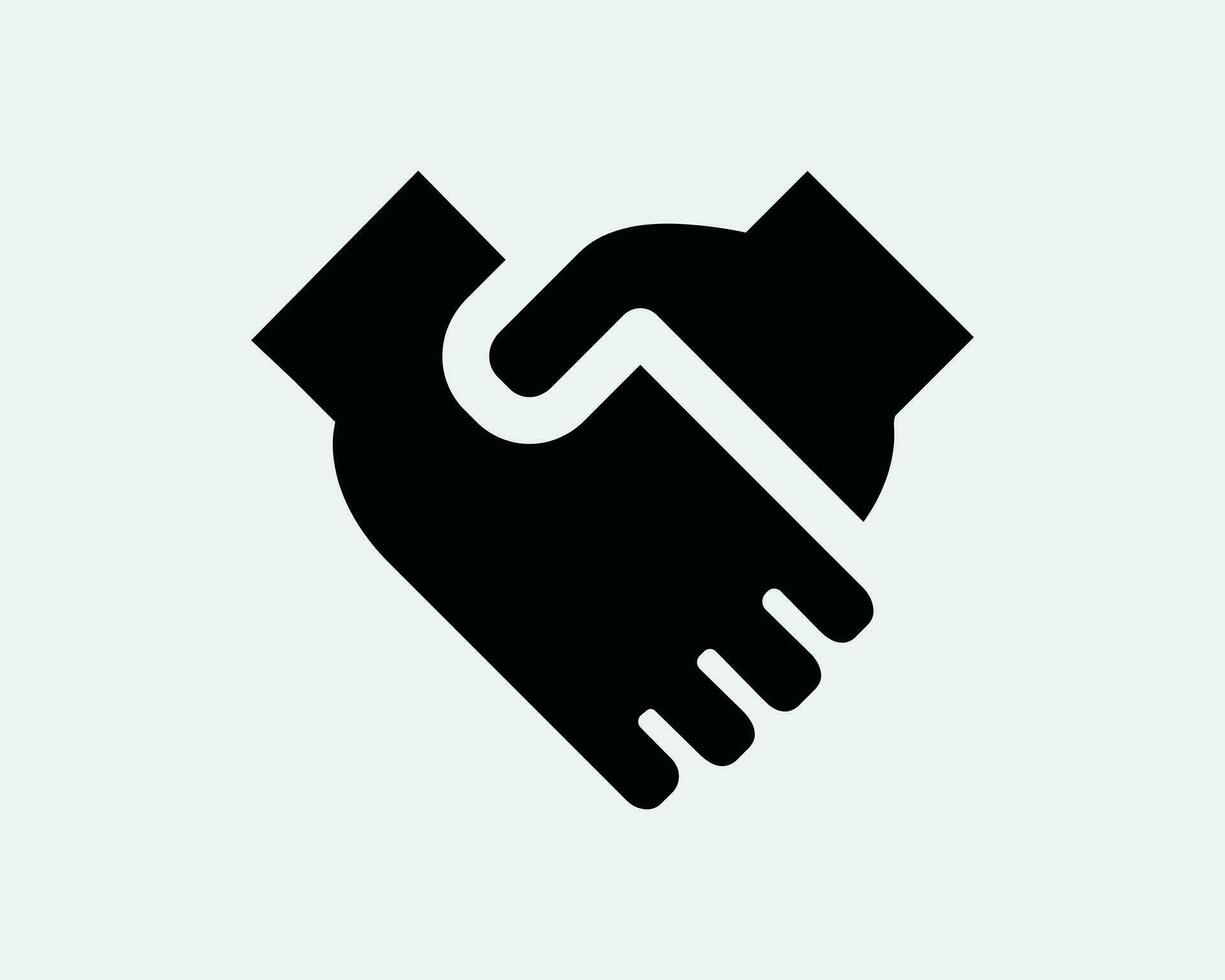 Handschlag Hand Shake Zustimmung Partnerschaft Geschäft Deal Vertrag Treffen Gruß schwarz und Weiß Symbol Zeichen Symbol Vektor Kunstwerk Clip Art Illustration