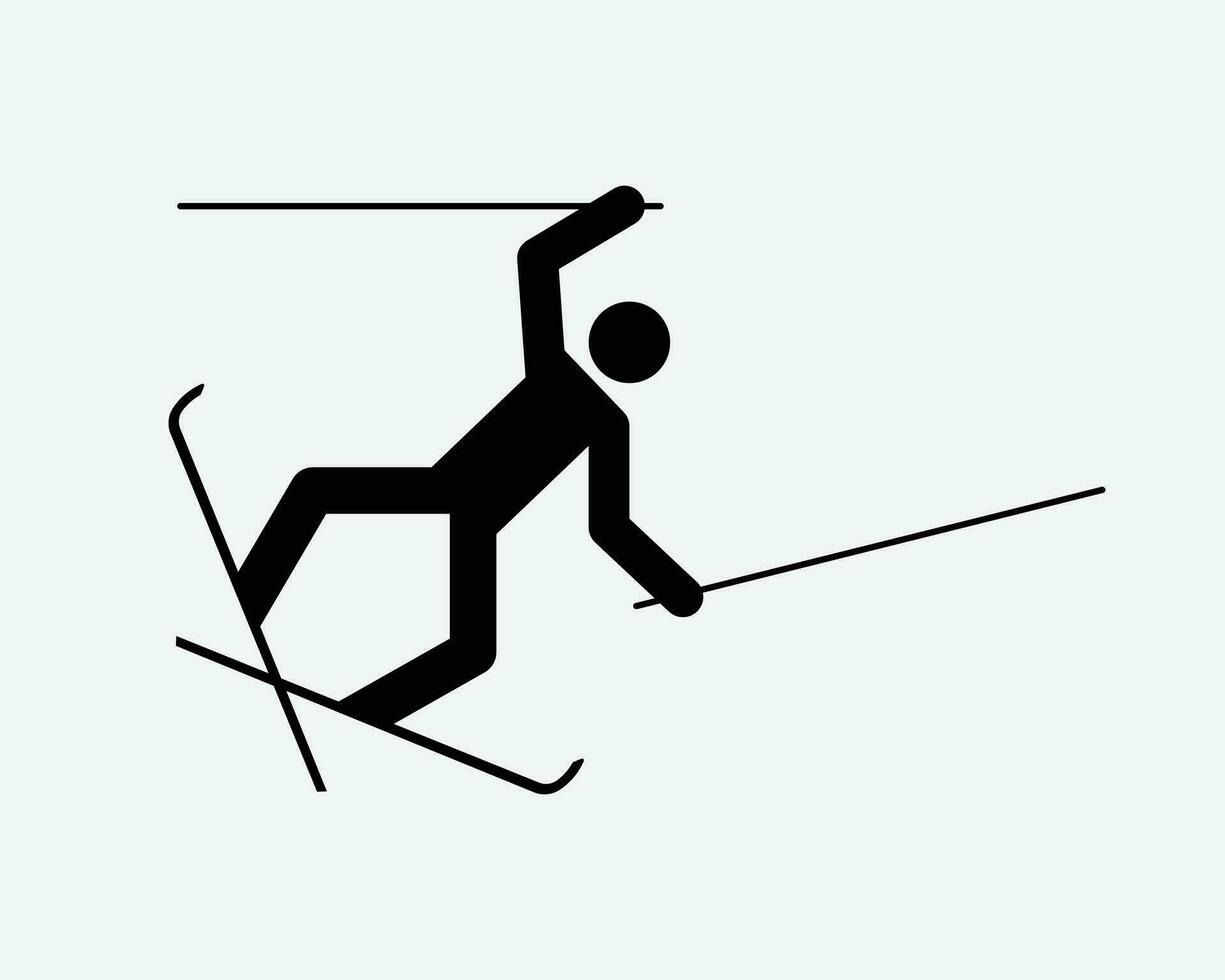 Skifahrer fallen Ski fallen Nieder Unfall Ausflug verlieren Balance schwarz Weiß Silhouette Symbol Symbol Zeichen Grafik Clip Art Kunstwerk Illustration Piktogramm Vektor