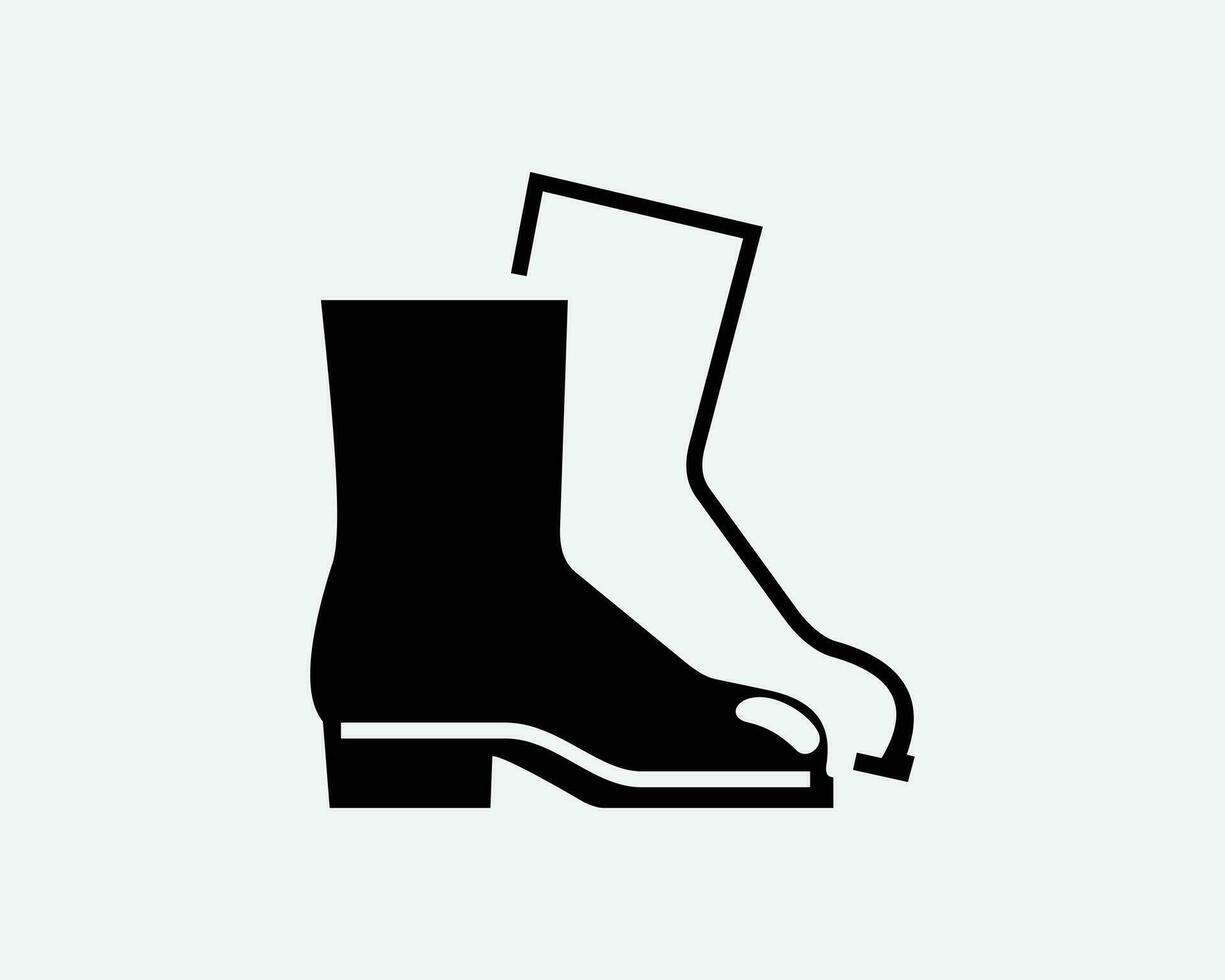 schützend hoch Gummi Stiefel Schuhwerk Schuhe Gummistiefel schwarz Weiß Silhouette Zeichen Symbol Symbol Clip Art Grafik Kunstwerk Piktogramm Illustration Vektor