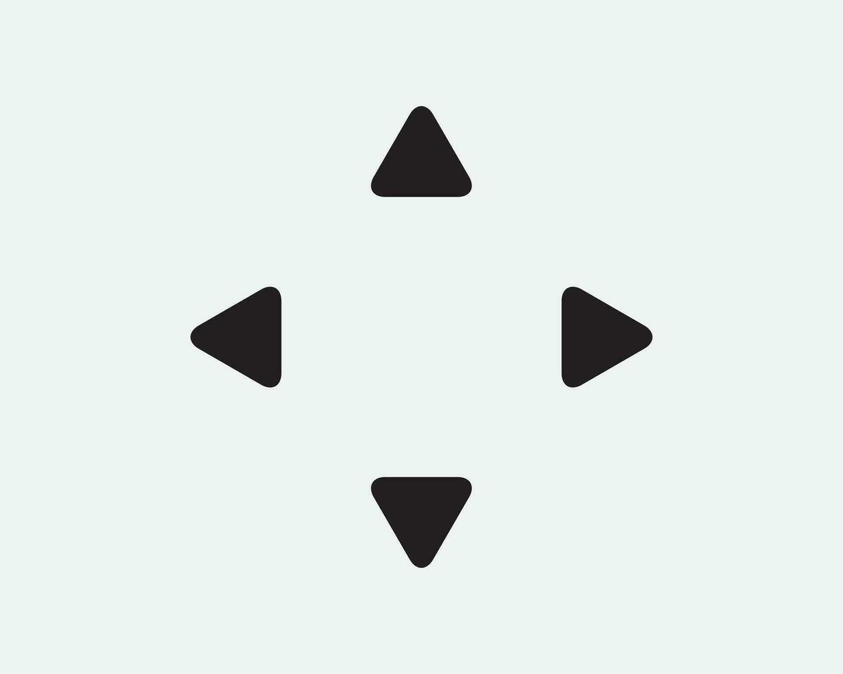 oben Nieder links richtig Pfeil Symbol. vier Richtung Navigation Zoomen im aus Dreieck schwarz Weiß Zeichen Symbol Illustration Kunstwerk Grafik Clip Art eps Vektor