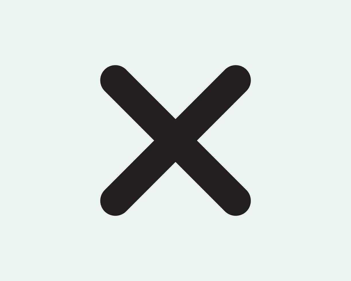 korsa mark ikon. x radera annullera stänga avvisade fel fel rösta misslyckas nekad. svart vit tecken symbol illustration konstverk grafisk ClipArt eps vektor