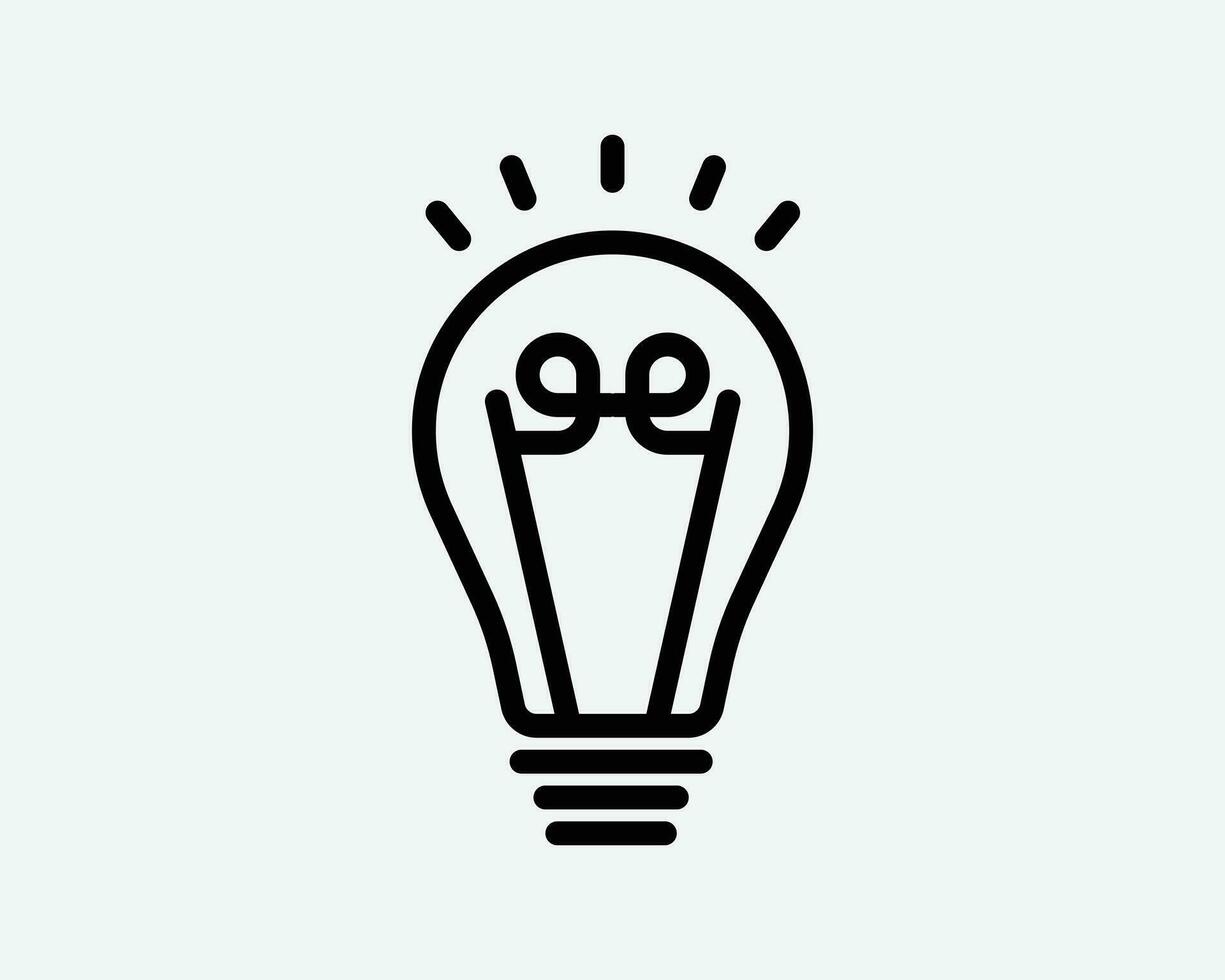 Licht Birne Symbol elektrisch die Glühbirne Lampe glühen scheinen Idee Innovation kreativ Lösung Zeichen Symbol schwarz Kunstwerk Grafik Illustration Clip Art eps Vektor