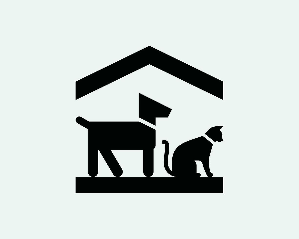 Tier Schutz Symbol. Hund Hunde Katze Katzen Rettung Haus Zuhause Sicherheit Symbol. Innen- Haustier Einsteigen Zucht Zeichen Vektor Grafik Illustration Clip Art Cricut