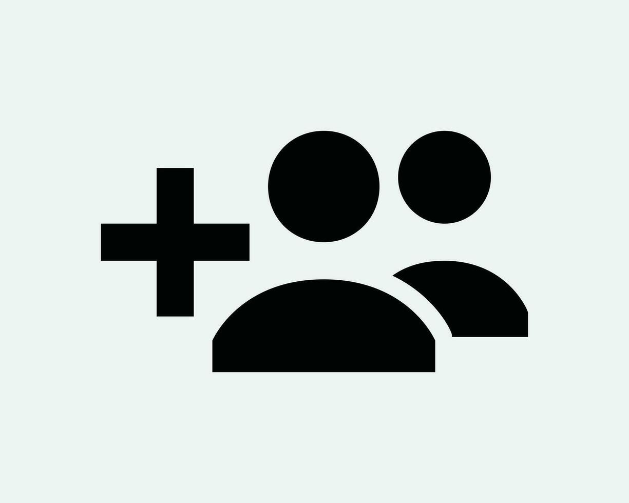 Lägg till användare grupp företag partnerskap person man team medlem svart och vit ikon tecken symbol vektor konstverk ClipArt illustration