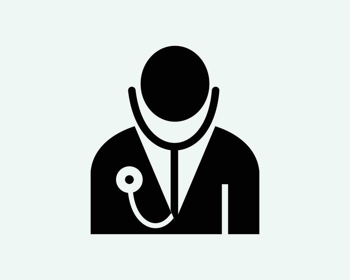 läkare ikon medicinsk sjukvård arbetstagare läkare läkare svart vit silhuett tecken symbol vektor grafisk ClipArt illustration konstverk piktogram