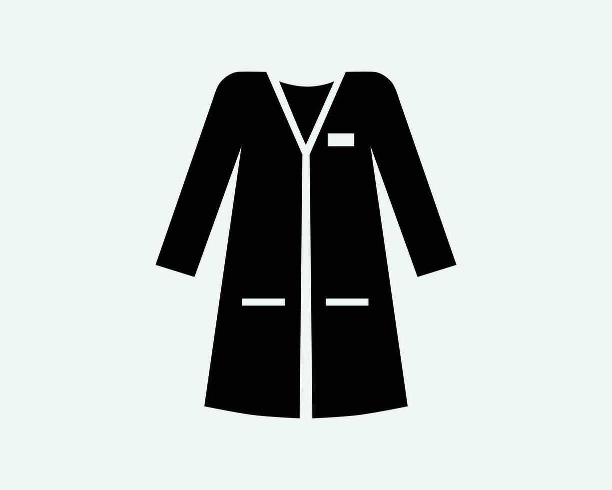 Labor Mantel Labor Kleidung Arzt Uniform Wissenschaftler schwarz Weiß Silhouette Symbol Symbol Zeichen Grafik Clip Art Kunstwerk Illustration Piktogramm Vektor