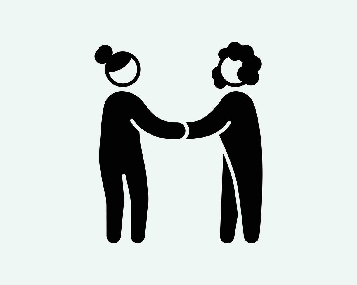 Frauen Handschlag Symbol. zustimmen Loyalität Gruß grüßen Vertrag Partnerschaft Deal weiblich Zeichen Symbol schwarz Kunstwerk Grafik Illustration Clip Art eps Vektor