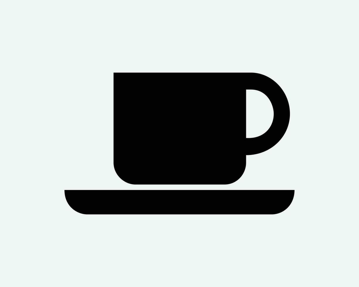 Kaffee Tasse Symbol. Cafe trinken heiß Getränk Becher Latté Cappuccino Tee Mokka Untertasse Teller Zeichen Symbol schwarz Kunstwerk Grafik Illustration Clip Art eps Vektor