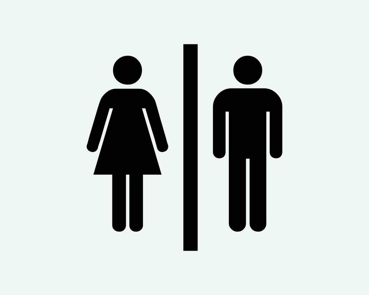 Badezimmer Geschlecht Symbol. Männer Frauen Mann Frau männlich weiblich Mädchen Junge Waschraum Toilette Etikette Zeichen Symbol schwarz Kunstwerk Grafik Illustration Clip Art eps Vektor