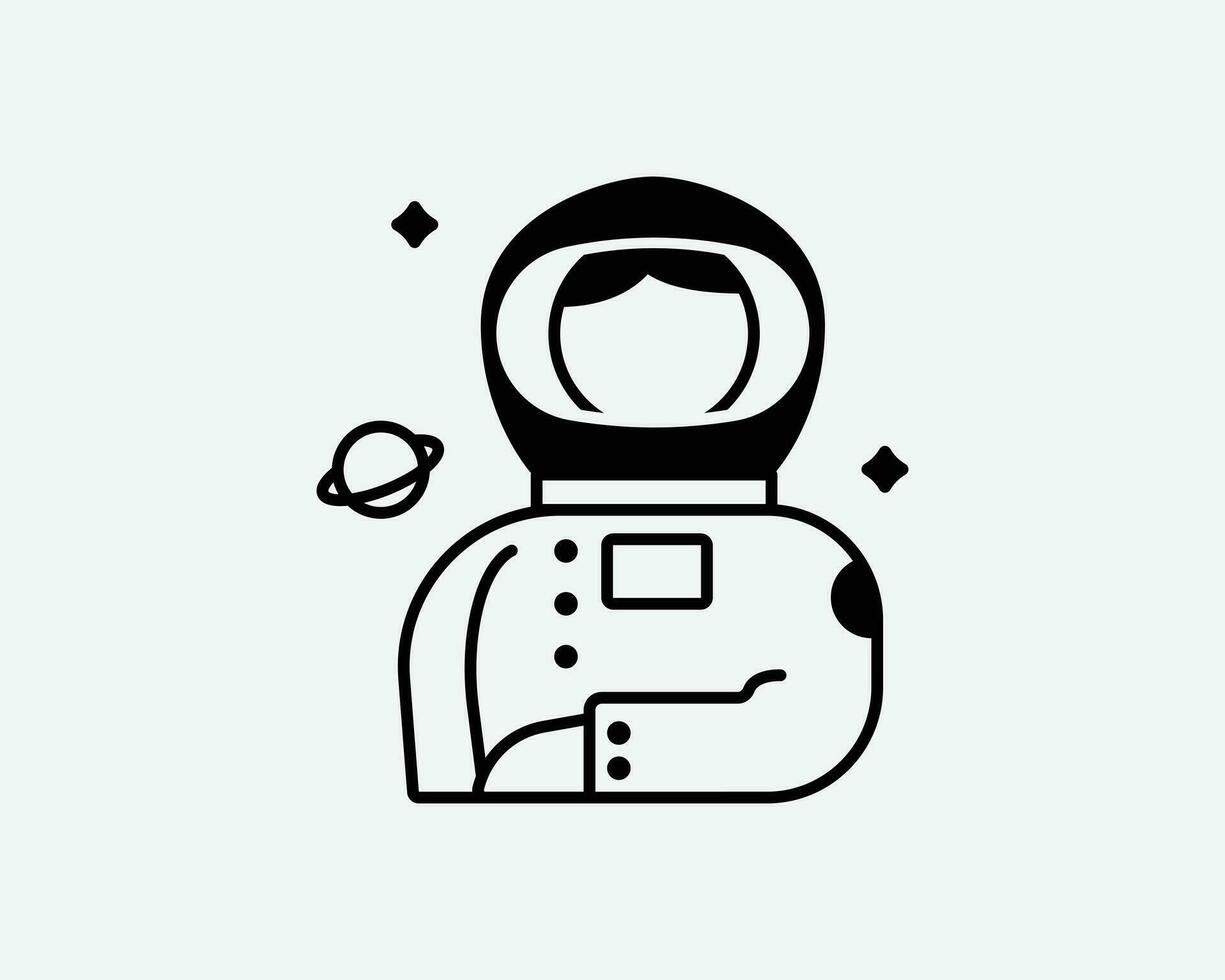 astronaut ikon. Plats man spaceman vetenskap kosmos universum galax kosmonaut kostym tecken symbol svart konstverk grafisk illustration ClipArt eps vektor