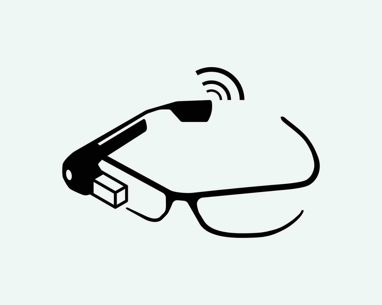 vr smart glasögon ikon ar ai framtida teknologi virtuell verklighet vektor svart vit silhuett symbol tecken grafisk ClipArt konstverk illustration piktogram