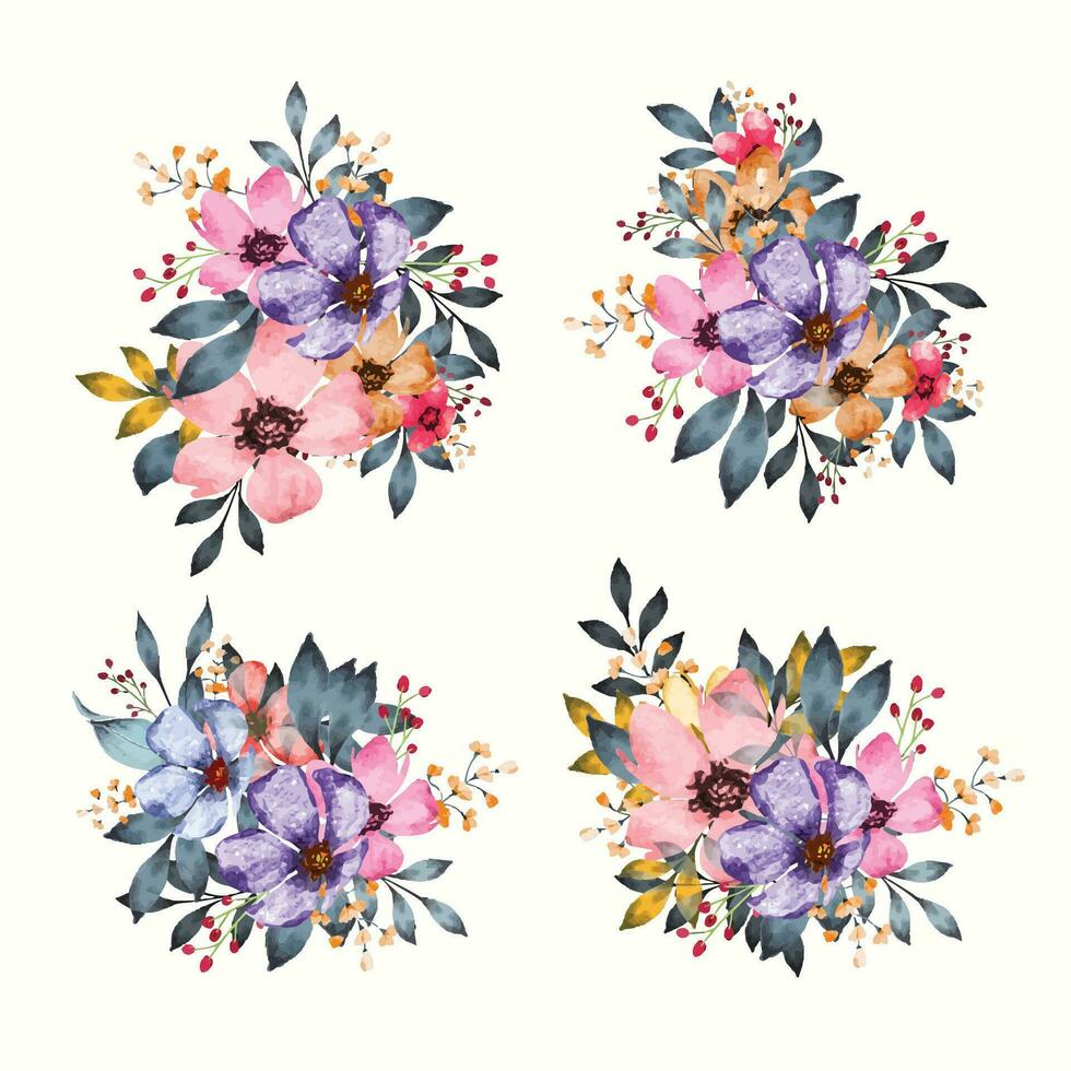 Aquarell Frühling Blumen- Anordnung Sammlung vektor