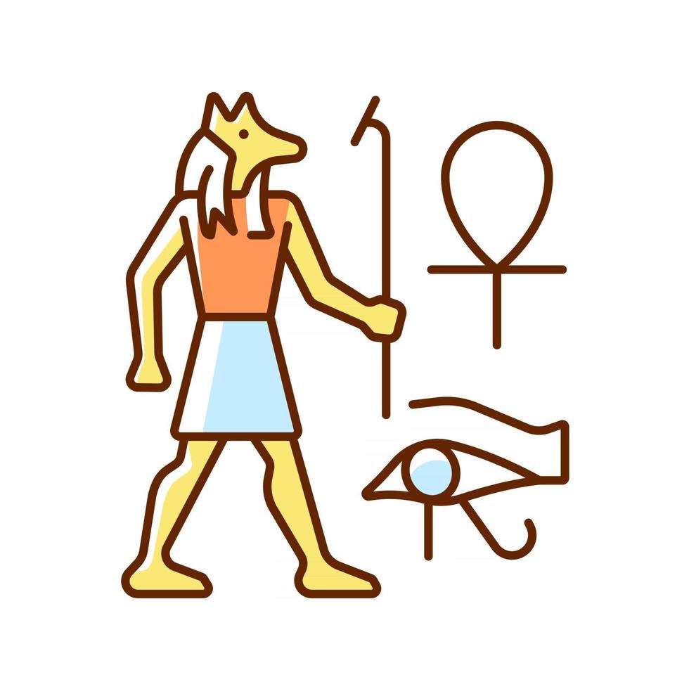 egyptiska väggteckningar rgb färgikon vektor