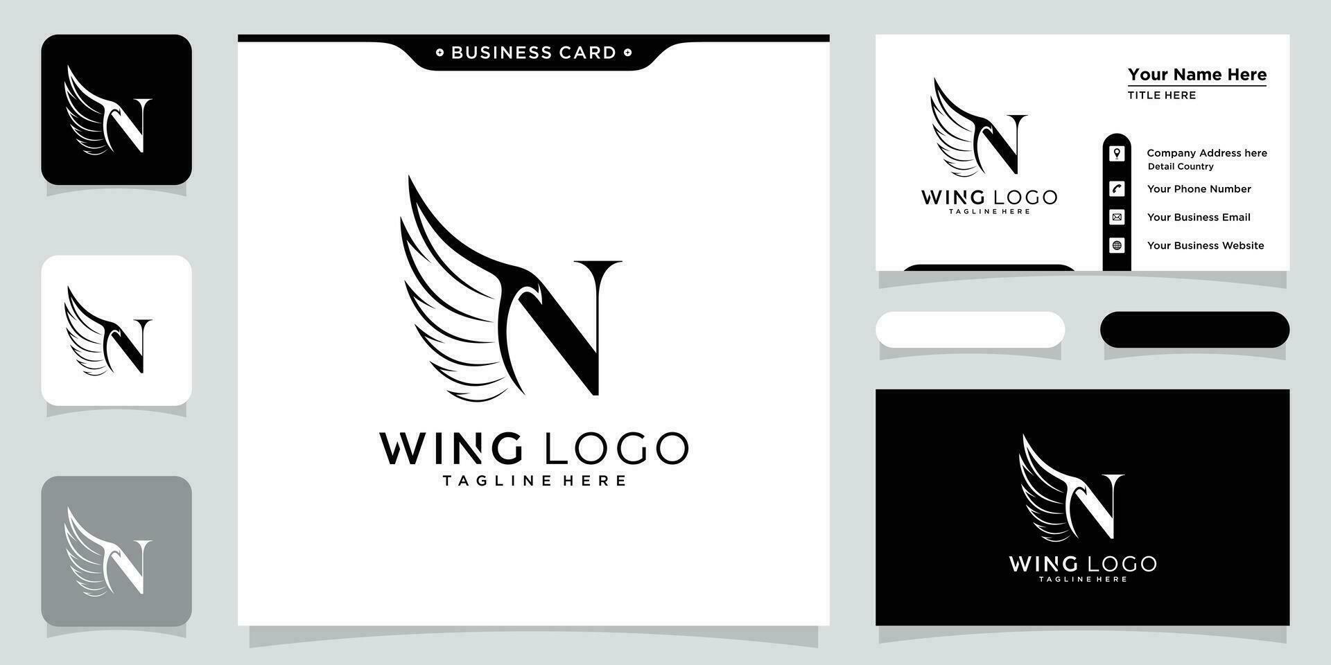 Initiale n Brief Logo und Flügel Symbol. Flügel Design Element, Initiale Logo Flügel n Symbol vektor