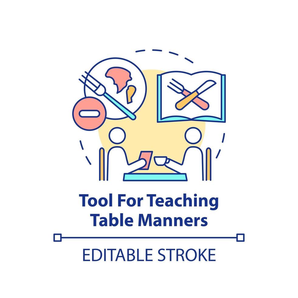 Werkzeug zum Unterrichten von Tischmanieren-Konzeptsymbol vektor
