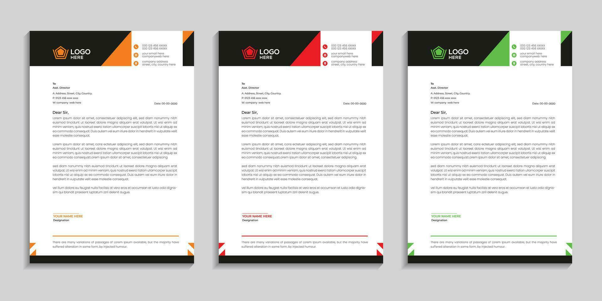 modern rena och professionell företag företag brev mall design med Färg variation vektor