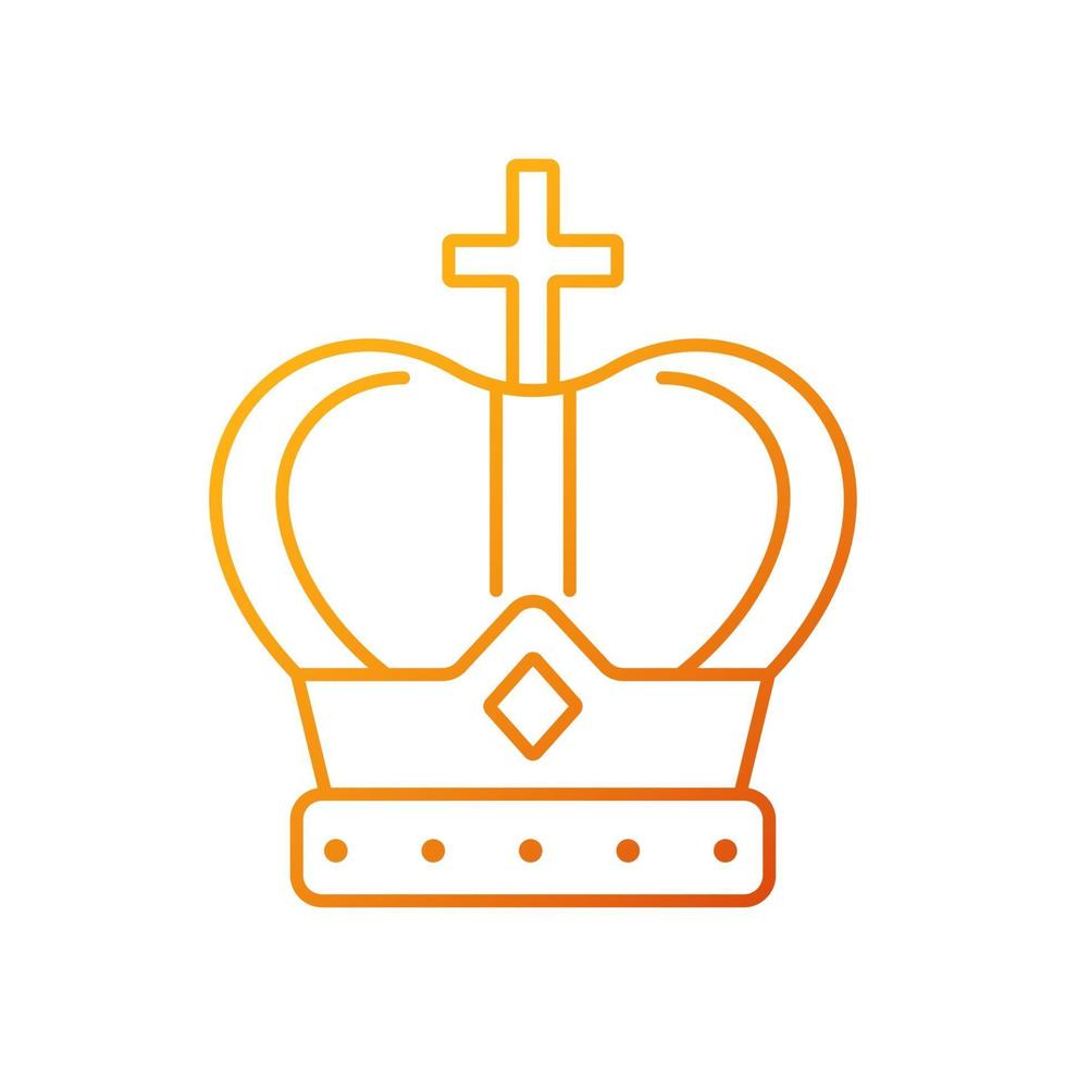 lineares Vektorsymbol für königliche Krone mit Farbverlauf. Kopfschmuck für Monarchen. Juwelen der königlichen Familie. Krönungszeremonie. dünne Linie Farbsymbole. Piktogramm im modernen Stil. Vektor isolierte Umrisszeichnung