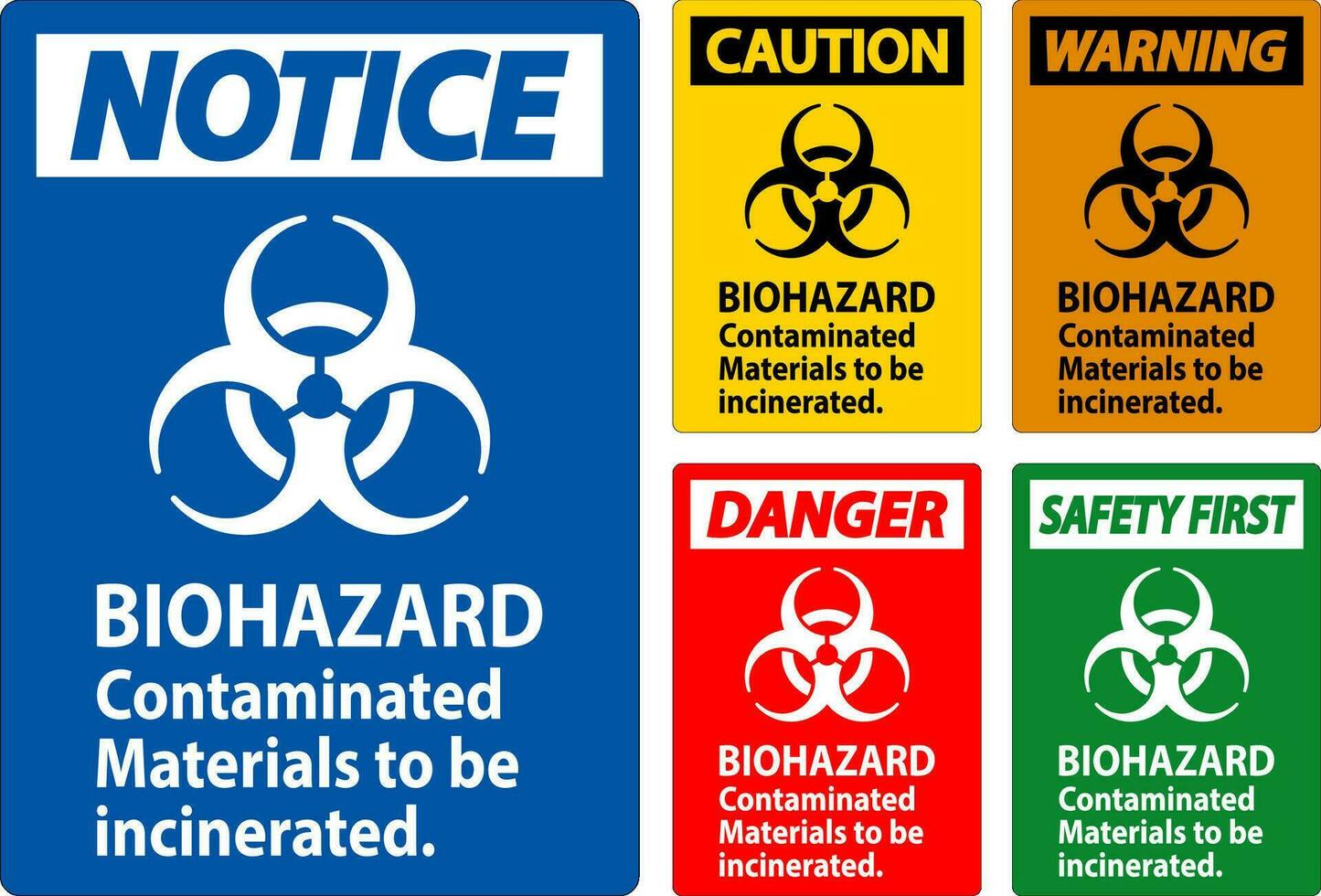 Biogefährdung Warnung Etikette Biogefährdung kontaminiert Materialien zu Sein verbrannt vektor