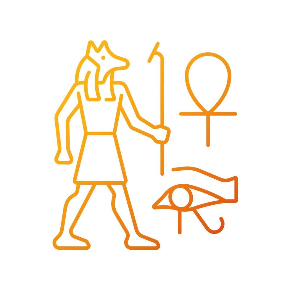 egyptiska väggteckningar gradient linjär vektor ikon. väggmålning. lättnader. skildrar forntida egyptier. tunn linje färg symboler. modern stil piktogram. vektor isolerade konturteckning