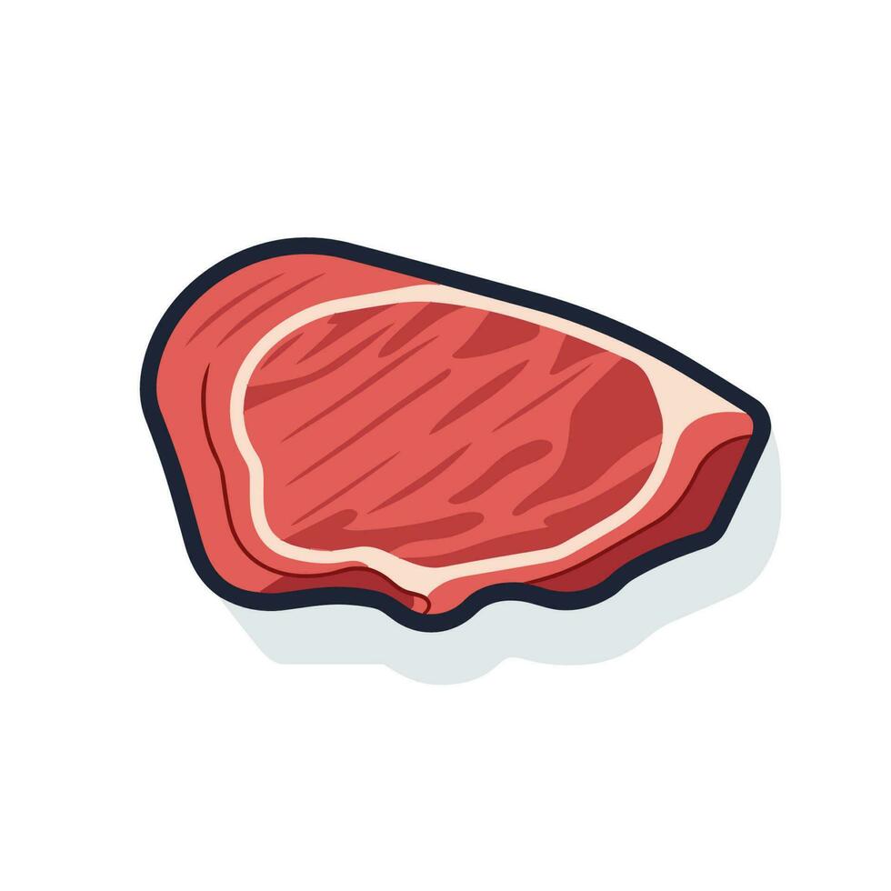 Vektor von ein roh Rindfleisch Steak auf ein sauber Weiß Oberfläche