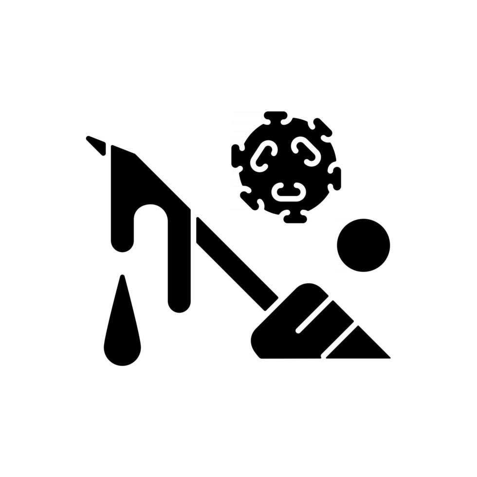 blod svart glyph ikon. sjukhusavfall som överför smittsamt material. biologisk risk för människors hälsa. biomedicinskt skräp. silhuett symbol på vitt utrymme. vektor isolerad illustration