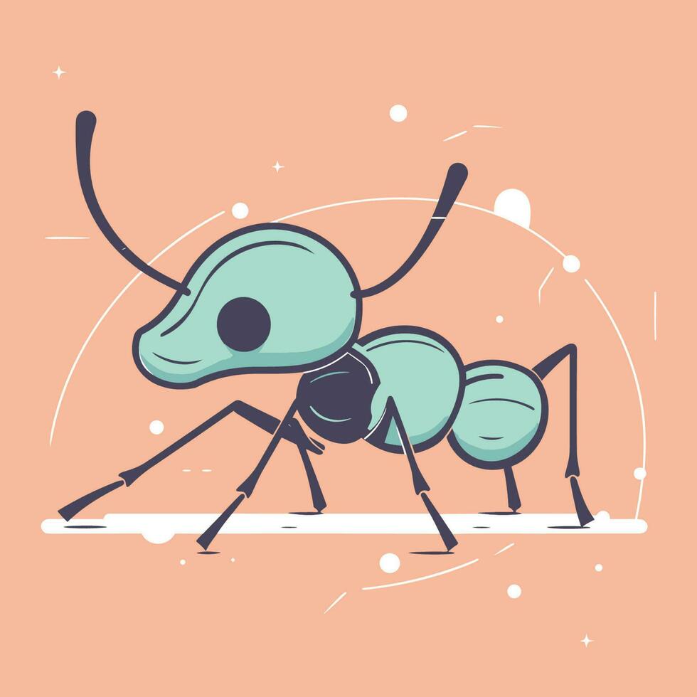vektor av en tecknad serie myra med unik funktioner och vibrerande färger