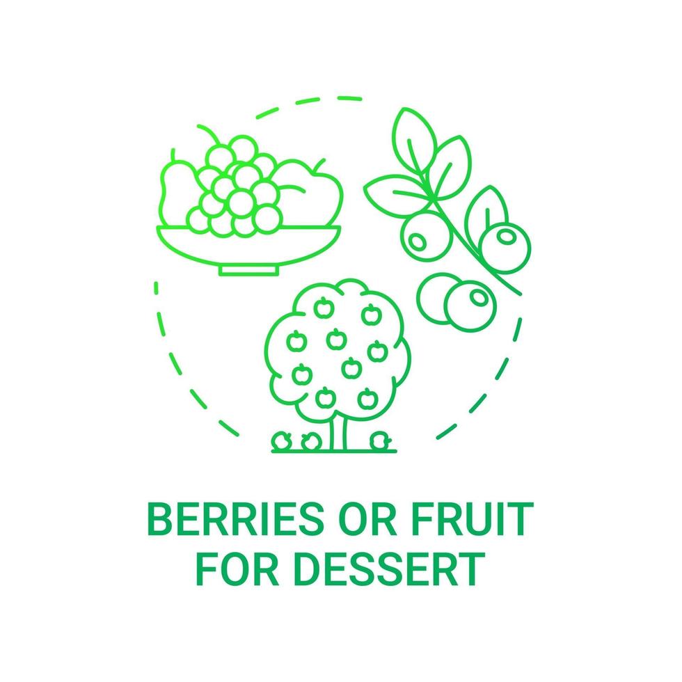 Beeren oder Obst für das Wüstenkonzept-Symbol. gesunde Schulmahlzeiten. süße Speisen in der Cafeteria. Natürliche Süßigkeiten in Mahlzeiten Idee dünne Linie Illustration. Vektor isoliert Umriss RGB-Farbzeichnung