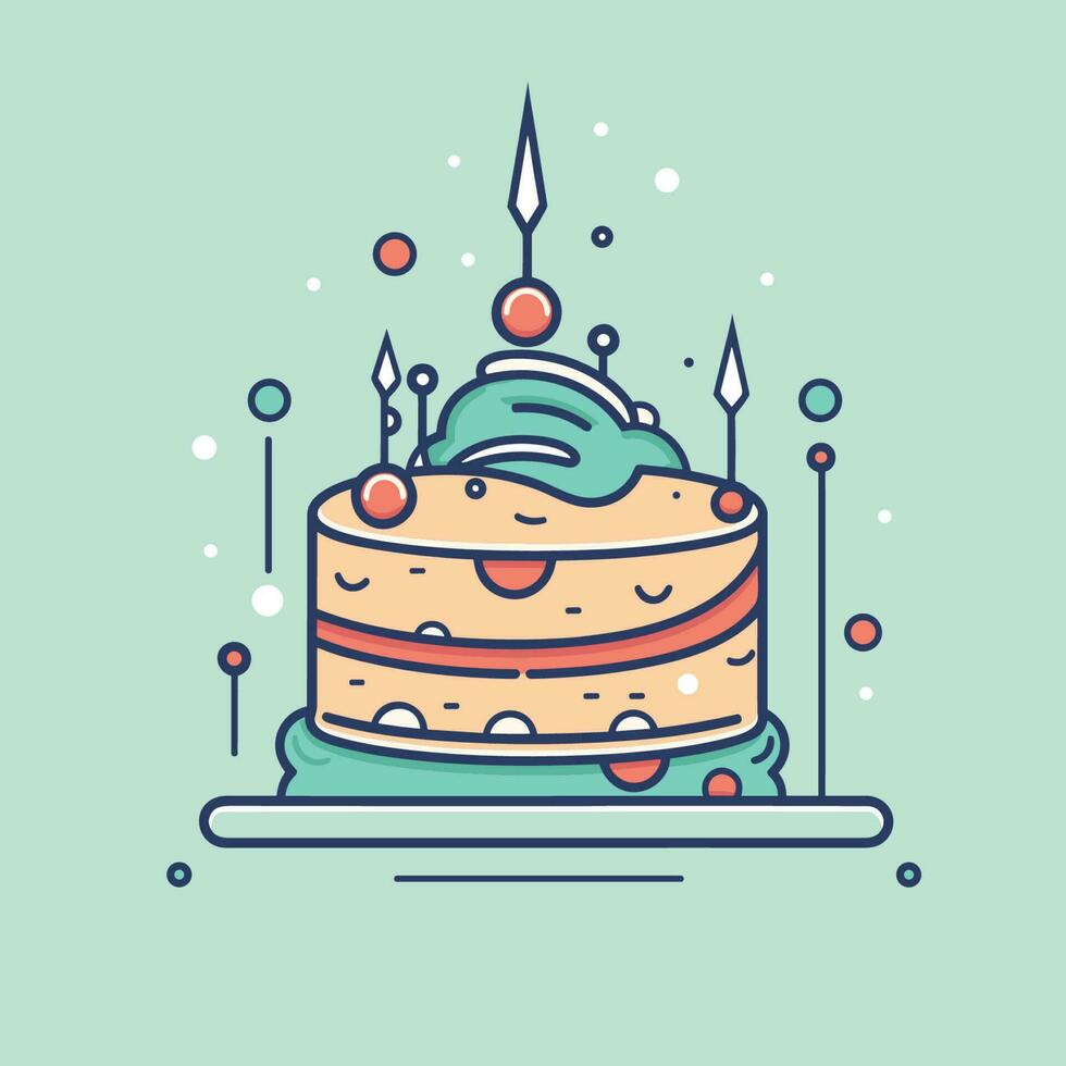 vektor av en festlig födelsedag kaka med färgrik ljus