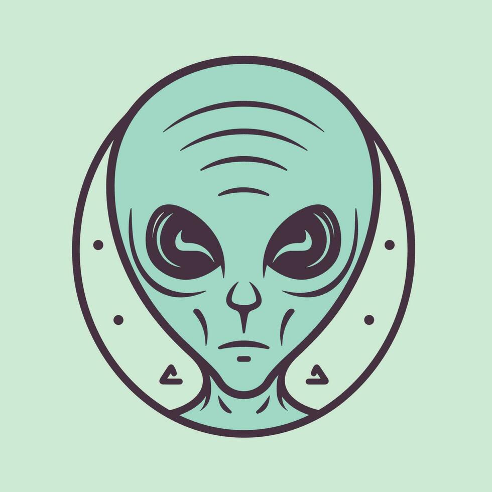 Vektor von ein Außerirdischer Kopf im ein Grün Kreis