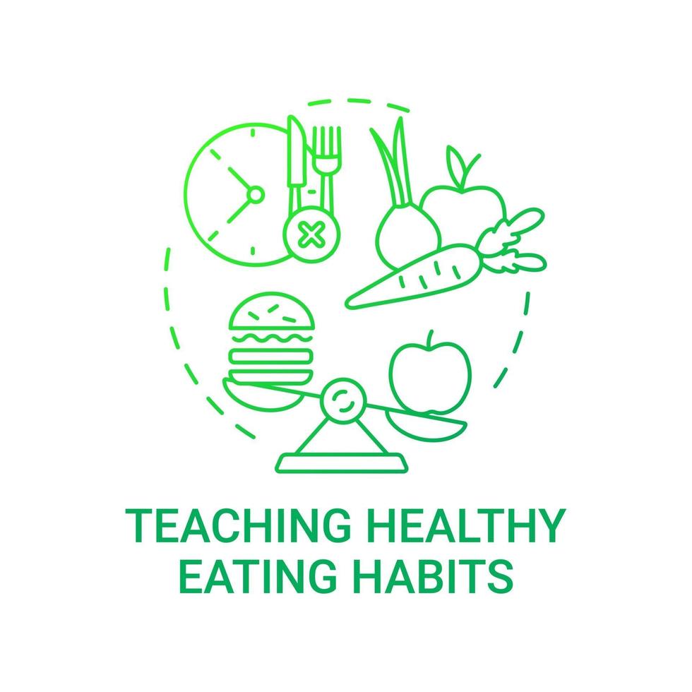 undervisning hälsosamma matvanor koncept ikon. skolmåltidskrav. förbättra vardagliga måltider. få vitaminer och näring idé tunn linje illustration. vektor isolerad kontur rgb färg ritning