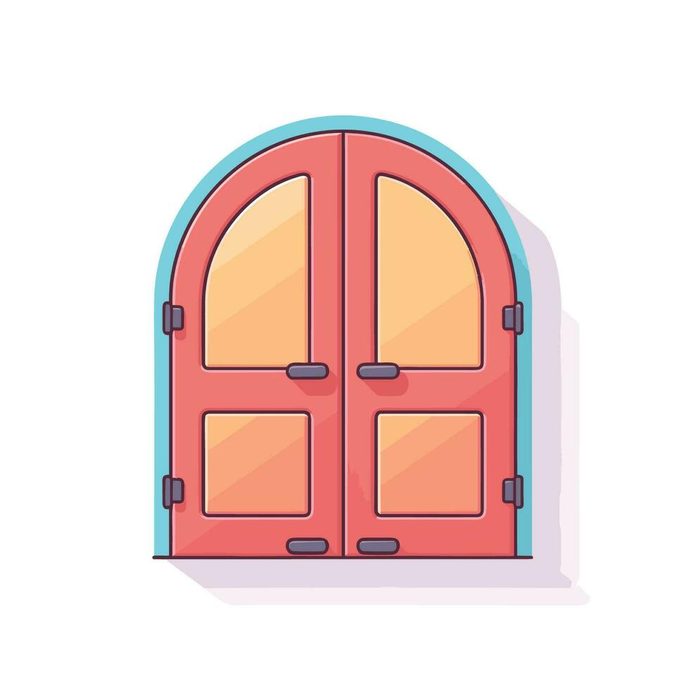 Vektor von ein rot Tür mit gewölbt Glas Türen, Hinzufügen ein berühren von Eleganz zu irgendein eben