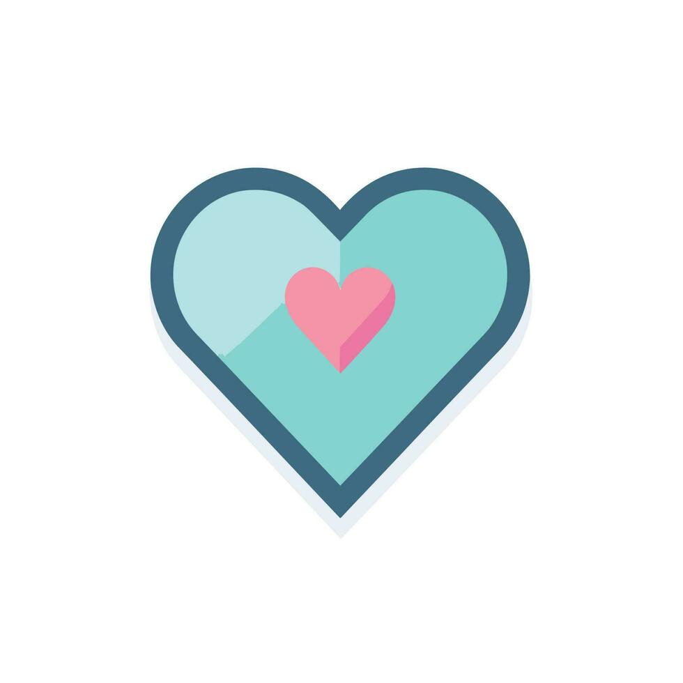 vektor av en platt blå hjärta med en rosa hjärta på topp