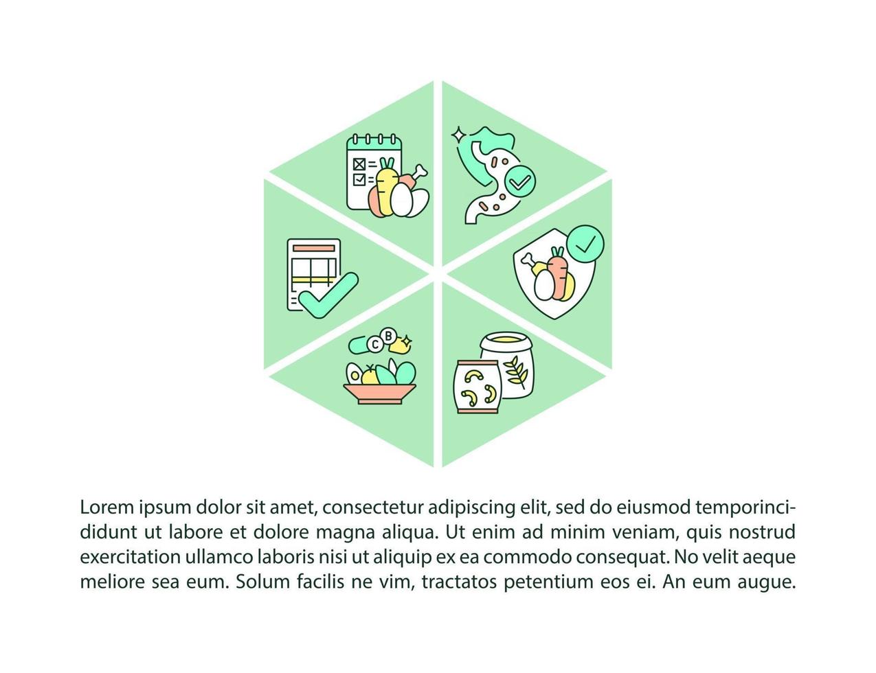 skolmåltid standard koncept linje ikoner med text. ppt-sidvektormall med kopieringsutrymme. broschyr, tidskrift, nyhetsbrev designelement. studentmat full av vitaminer linjära illustrationer på vitt vektor