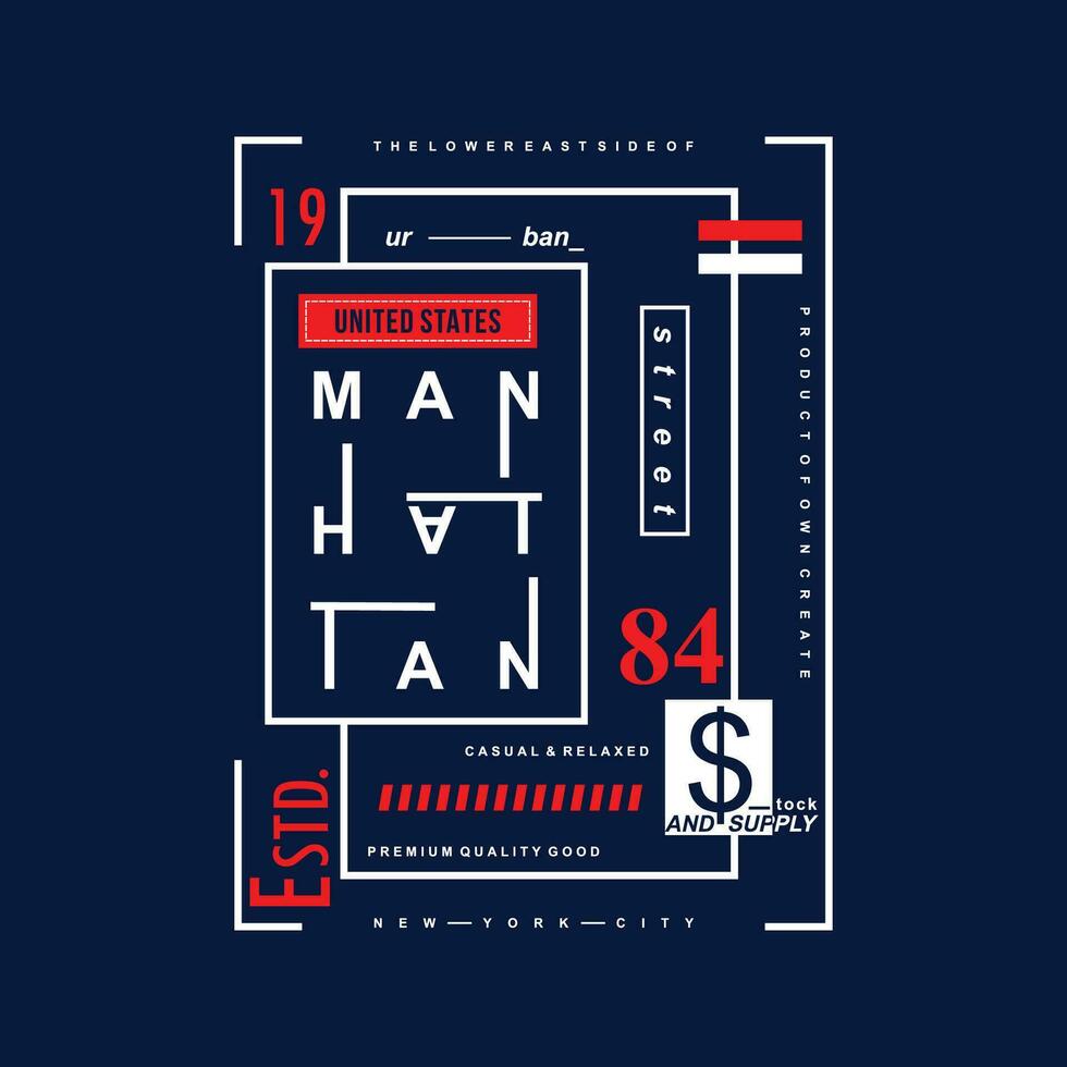 Manhattan abstrakt Text Rahmen Typografie Design Vektor, Grafik Illustration, zum t Hemd vektor