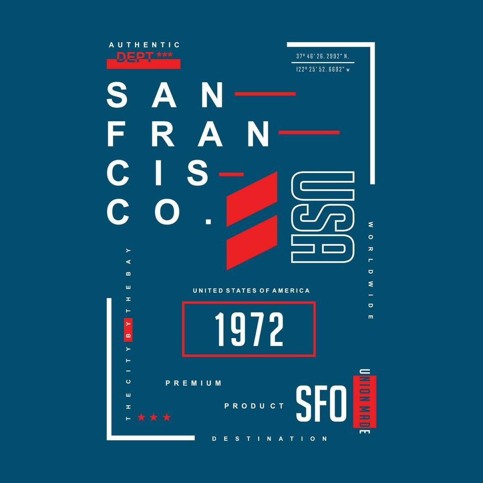 san Francisco städtisch Straße, Grafik Design, Typografie Vektor Illustration, modern Stil, zum drucken t Hemd