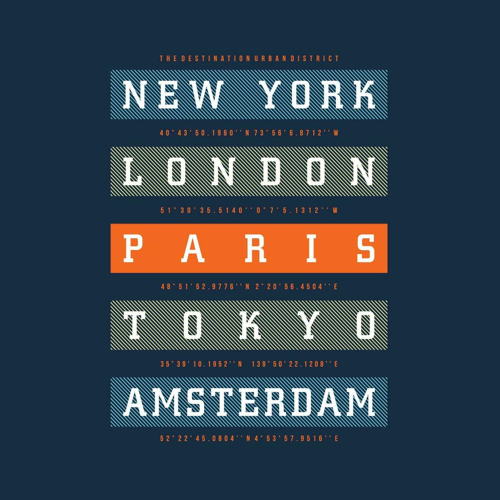 berühmt Stadt Name Beschriftung abstrakt, Typografie Design Vektor, Grafik Illustration, zum t Hemd vektor
