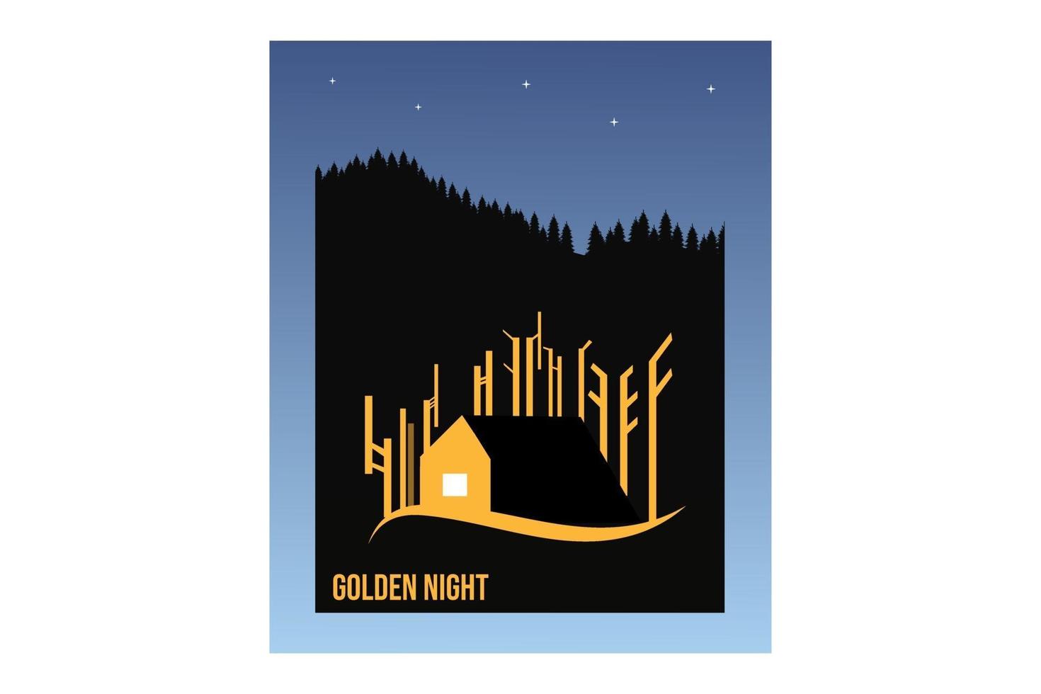 T-Shirt Goldenes Haus in einer strahlenden Nacht vektor