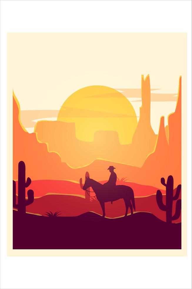 T-Shirt Hot Desert Cowboys Farbe Braun und Orange vektor